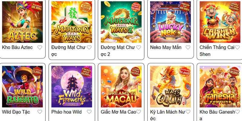 Sảnh chơi đa dạng game HOT từ các nhà phát hành danh tiếng